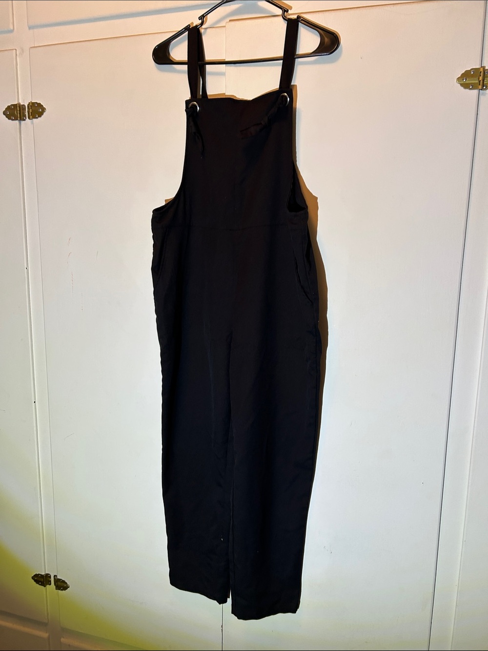 Divided Black Straight-Leg Jumpsuit Overalls